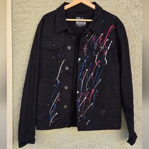 Black Pike Black Paint Splatter Denim Jacket